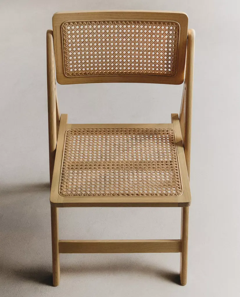 Silla plegable madera y ratán